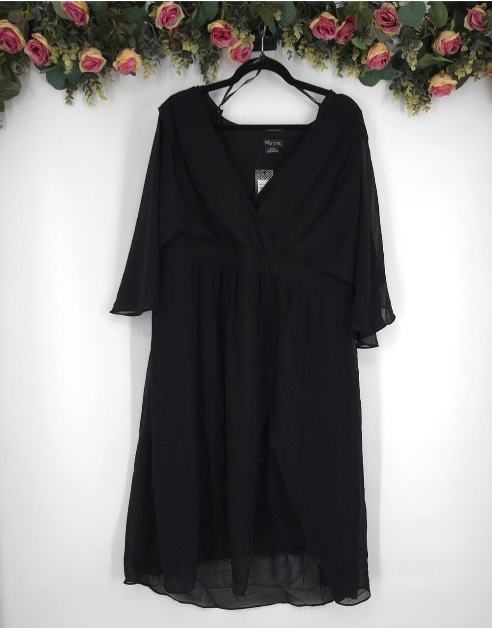City Chic Plus Size Love Affair Black Dress Size XL/22 NWT
